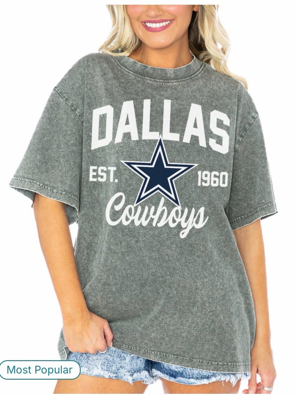 Dallas Cowboys Graphic Tee - Vintage Wash Gray